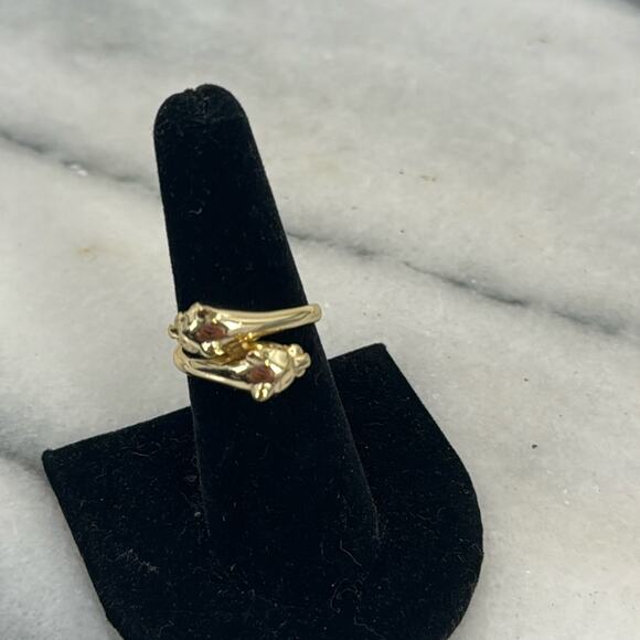 NWOT Gold plated over sterling double cat ring size 8 - Picture 1 of 3
